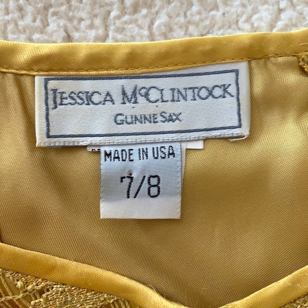 Gold Lace Dress Vintage 90’s Jessica McClintock - Picture 3 of 11